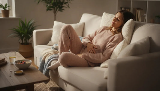 Woman practicing menstrual water retention remedies at home