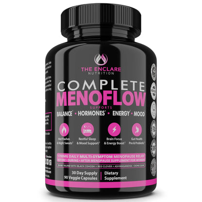 Enclare Nutrition menopause supplement for women that helps balance hormones, boost energy, mood and relief from hot flashes, night sweats, restless sleep, brain fog and more.